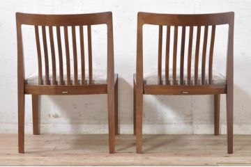 中古　カリモク家具(karimoku)　domani(ドマーニ)　Excel-Life(エクセルライフ)　ウォールナット材　シンプルなデザインが美しいダイニングチェア2脚セット(椅子、イス、いす)(定価2脚で約26万円)(R-072927)