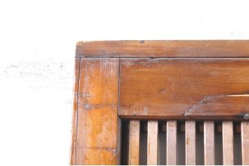 アンティーク建具　腰板欅(ケヤキ)材　風情のある佇まいが魅力的な裏障子付き格子戸2枚セット(引き戸、障子戸、ガラス帯戸)(R-072929)