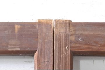 アンティーク建具　古い木味が魅力的なマス目(升目)のガラス戸3枚セット(格子戸、引き戸)(R-072930)