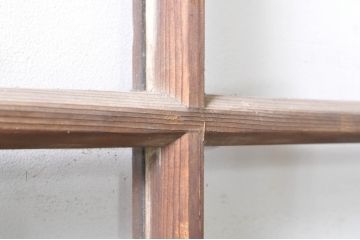 アンティーク建具　古い木味が魅力的なマス目(升目)のガラス戸3枚セット(格子戸、引き戸)(R-072930)