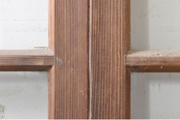 アンティーク建具　古い木味が魅力的なマス目(升目)のガラス戸3枚セット(格子戸、引き戸)(R-072930)