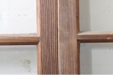 アンティーク建具　古い木味が魅力的なマス目(升目)のガラス戸3枚セット(格子戸、引き戸)(R-072931)