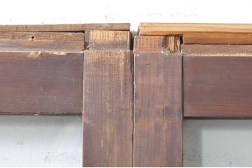 アンティーク建具　古い木味が魅力的なマス目(升目)のガラス戸3枚セット(格子戸、引き戸)(R-072931)