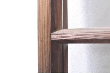アンティーク建具　古い木味が魅力的なマス目(升目)のガラス戸2枚セット(格子戸、引き戸)(R-072932)