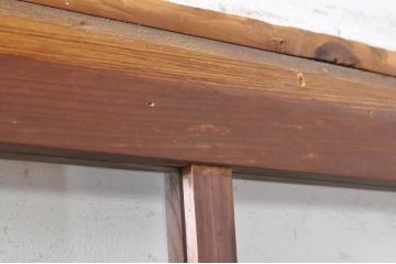 アンティーク建具　古い木味が魅力的なマス目(升目)のガラス戸2枚セット(格子戸、引き戸)(R-072932)