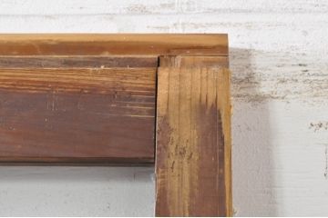 アンティーク建具　古い木味が魅力的なマス目(升目)のガラス戸2枚セット(格子戸、引き戸)(R-072932)