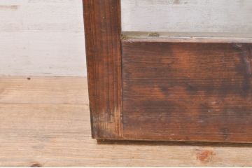 アンティーク建具　古い木味が魅力的なマス目(升目)のガラス戸2枚セット(格子戸、引き戸)(R-072932)