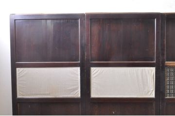 アンティーク建具　和モダンな空間作りにおすすめ!凝った作りの障子帯戸4枚セット(引き戸、障子戸)(R-072933)