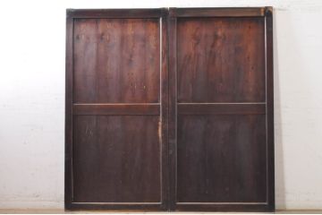 アンティーク建具　落ち着いた和の空間を演出する帯戸2枚セット(板戸、引き戸)(R-072934)