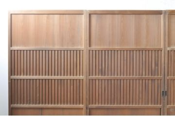 アンティーク建具　美しい木味が魅力的な無双戸4枚セット(引き戸、板戸、格子戸)(R-072935)