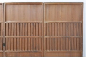 アンティーク建具　美しい木味が魅力的な無双戸4枚セット(引き戸、板戸、格子戸)(R-072935)