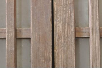 アンティーク建具　和の雰囲気が魅力的な格子入り玄関戸2枚セット(引き戸、ガラス戸、格子戸)(R-072936)