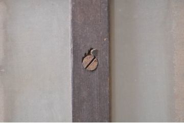 アンティーク建具　和の雰囲気が魅力的な格子入り玄関戸2枚セット(引き戸、ガラス戸、格子戸)(R-072936)