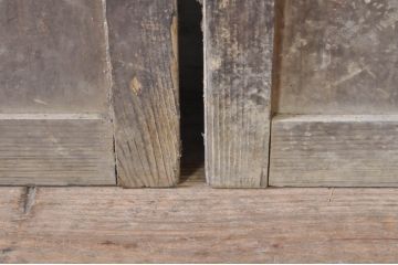 アンティーク建具　和の雰囲気が魅力的な格子入り玄関戸2枚セット(引き戸、ガラス戸、格子戸)(R-072936)
