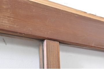 アンティーク建具　懐かしい雰囲気漂うしっかりとした枠のガラス戸2枚セット(引き戸)(R-072937)