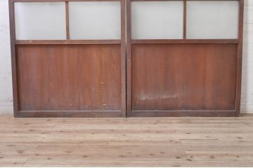 アンティーク建具　大正ロマン　ノスタルジックな雰囲気漂うガラス戸2枚セット(引き戸)(R-072938)