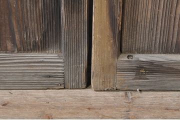 アンティーク建具　大正ロマン　古い木味がどこか懐かしさを感じるガラス戸2枚セット(引き戸)(R-072939)