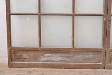 アンティーク建具　どこか懐かしい雰囲気漂うガラス窓2枚セット(引き戸、ガラス戸)(R-072941)