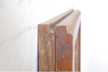 アンティーク建具　大正ロマン　どこか懐かしい雰囲気漂うガラス窓2枚セット(引き戸、ガラス戸)(R-072942)