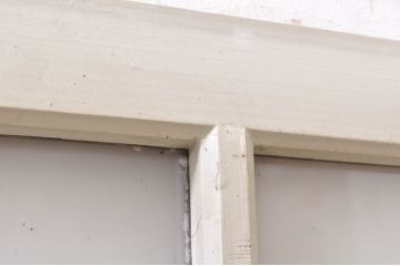 アンティーク建具　ペイント仕上げ限定　大正ロマンな空間づくりにおすすめのガラス窓2枚セット(引き戸、ガラス戸)(R-072944)