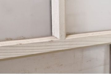 アンティーク建具　ペイント仕上げ限定　大正ロマンな空間づくりにおすすめのガラス窓2枚セット(引き戸、ガラス戸)(R-072944)