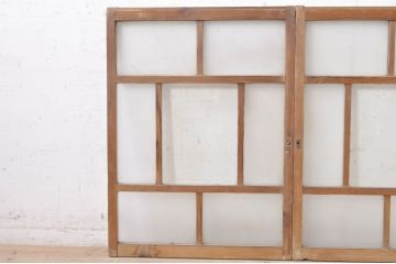 アンティーク建具　ペイント仕上げ限定　大正ロマンな空間づくりにおすすめのガラス窓2枚セット(引き戸、ガラス戸)(R-072944)