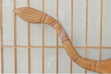 ビンテージ建具　希少　両面ガラス　迫力ある虎の彫刻入り書院戸2枚セット(窓、引き戸、ガラス戸、ヴィンテージ)(R-072947)