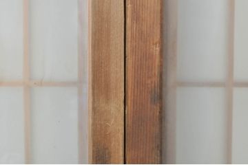 ビンテージ建具　希少　両面ガラス　迫力ある虎の彫刻入り書院戸2枚セット(窓、引き戸、ガラス戸、ヴィンテージ)(R-072947)