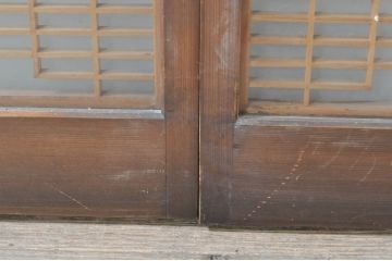 アンティーク建具　両面ガラス　お洒落な雰囲気を演出する書院戸4枚セット(引き戸、ガラス戸、窓)(R-072948)