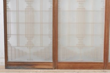 アンティーク建具　両面ガラス　お洒落な雰囲気を演出する書院戸4枚セット(引き戸、ガラス戸、窓)(R-072948)