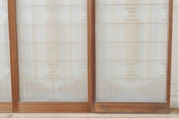 アンティーク建具　両面ガラス　お洒落な雰囲気を演出する書院戸4枚セット(引き戸、ガラス戸、窓)(R-072948)