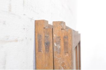 アンティーク建具　素朴な木味が魅力的なガラス窓2枚セット(引き戸、ガラス戸)(R-072949)