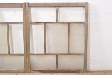 アンティーク建具　大正ロマン　ノスタルジックな雰囲気溢れるガラス窓2枚セット(引き戸、ガラス戸)(R-072950)