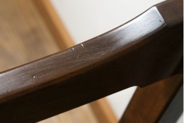中古　松本民芸家具　洋館に似合う佇まいのD型布張り椅子(アームチェア、1人掛けソファ)(R-072965)