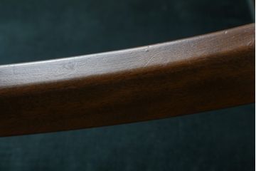 中古　松本民芸家具　洋館に似合う佇まいのD型布張り椅子(アームチェア、1人掛けソファ)(R-072965)