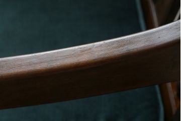 中古　松本民芸家具　洋館に似合う佇まいのD型布張り椅子(アームチェア、1人掛けソファ)(R-072966)