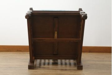 中古　松本民芸家具　洋館に似合う佇まいのD型布張り椅子(アームチェア、1人掛けソファ)(R-072966)