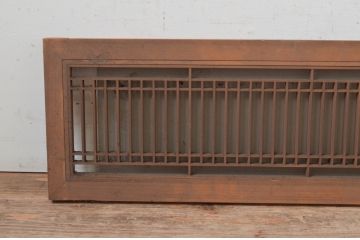 アンティーク建具　片面すりガラス　和モダンな空間づくりにおすすめ!格子入りガラス欄間1枚(明かり取り、明り取り)(R-072974)