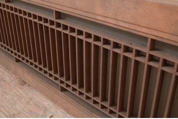 アンティーク建具　片面すりガラス　和モダンな空間づくりにおすすめ!格子入りガラス欄間1枚(明かり取り、明り取り)(R-072974)