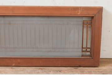 アンティーク建具　片面すりガラス　和モダンな空間づくりにおすすめ!格子入りガラス欄間1枚(明かり取り、明り取り)(R-072974)