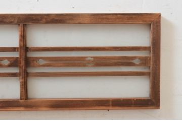 アンティーク建具　片面すりガラス　透かし彫り入り　どこか懐かしい雰囲気を醸し出すガラス欄間2枚セット(明り取り、明かり取り)(R-072975)