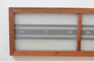 アンティーク建具　片面すりガラス　透かし彫り入り　どこか懐かしい雰囲気を醸し出すガラス欄間2枚セット(明り取り、明かり取り)(R-072975)