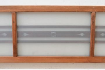 アンティーク建具　片面すりガラス　透かし彫り入り　どこか懐かしい雰囲気を醸し出すガラス欄間2枚セット(明り取り、明かり取り)(R-072975)