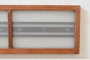 アンティーク建具　片面すりガラス　透かし彫り入り　どこか懐かしい雰囲気を醸し出すガラス欄間2枚セット(明り取り、明かり取り)(R-072975)