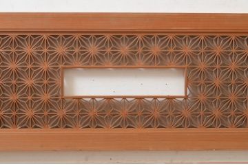 アンティーク建具　片面ガラス　華やかな和の空間を演出する組子欄間2枚セット(明り取り、明かり取り)(R-072981)
