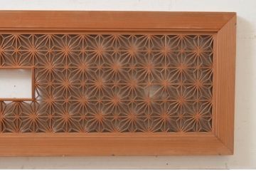 アンティーク建具　片面ガラス　華やかな和の空間を演出する組子欄間2枚セット(明り取り、明かり取り)(R-072981)