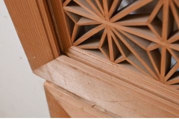 アンティーク建具　片面ガラス　華やかな和の空間を演出する組子欄間2枚セット(明り取り、明かり取り)(R-072981)