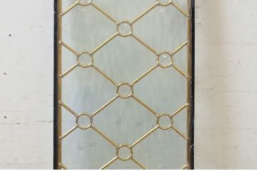 未使用品　菱格子(ヒシクロス)　デットストック品のステンドグラス(建具、ドア、窓、照明、衝い立て、衝立、つい立て)(定価約7万9千円)(R-072988)