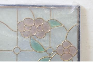 未使用品　バルコニーに咲く花(バルコニーにさくはな)　デットストック品のステンドグラス(建具、ドア、窓、照明、衝い立て、衝立、つい立て)(定価約12万円)(R-072992)
