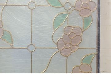 未使用品　バルコニーに咲く花(バルコニーにさくはな)　デットストック品のステンドグラス(建具、ドア、窓、照明、衝い立て、衝立、つい立て)(定価約12万円)(R-072992)